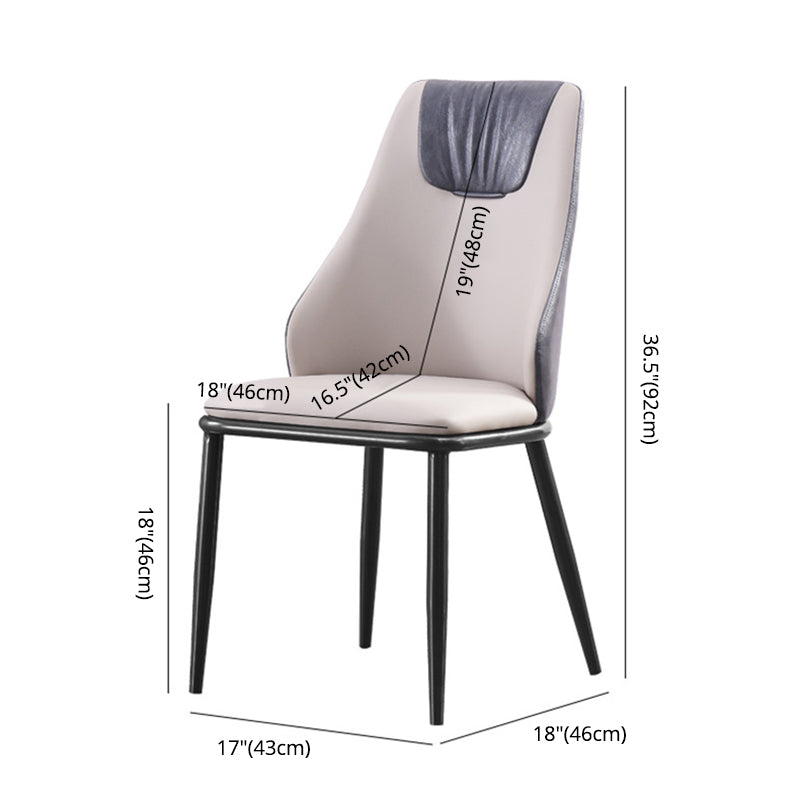 Modern Metal Wingback Side Chair Leather Dining Chairs with Black Legs