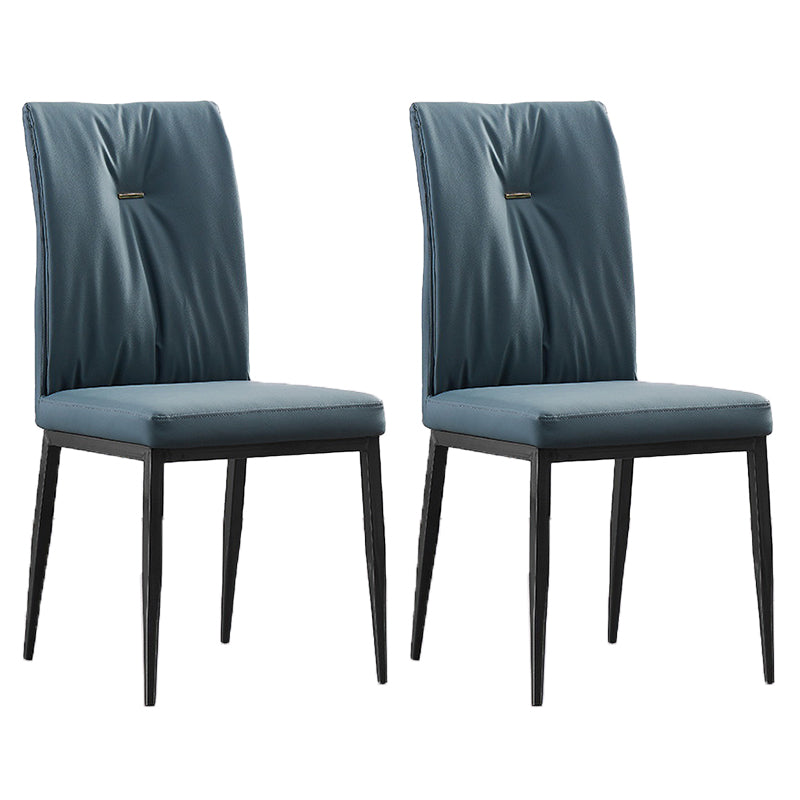 Modern Contemporary Leather Parsons Chair Side Dining Chairs with Metal Legs