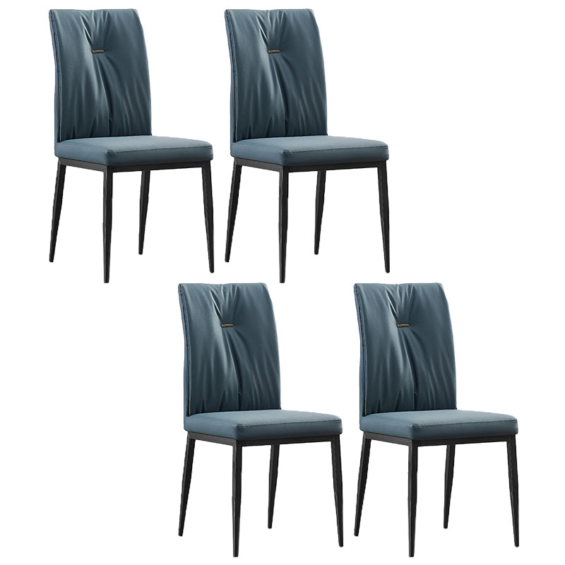 Modern Contemporary Leather Parsons Chair Side Dining Chairs with Metal Legs