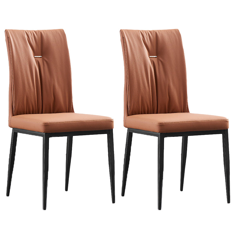 Modern Contemporary Leather Parsons Chair Side Dining Chairs with Metal Legs