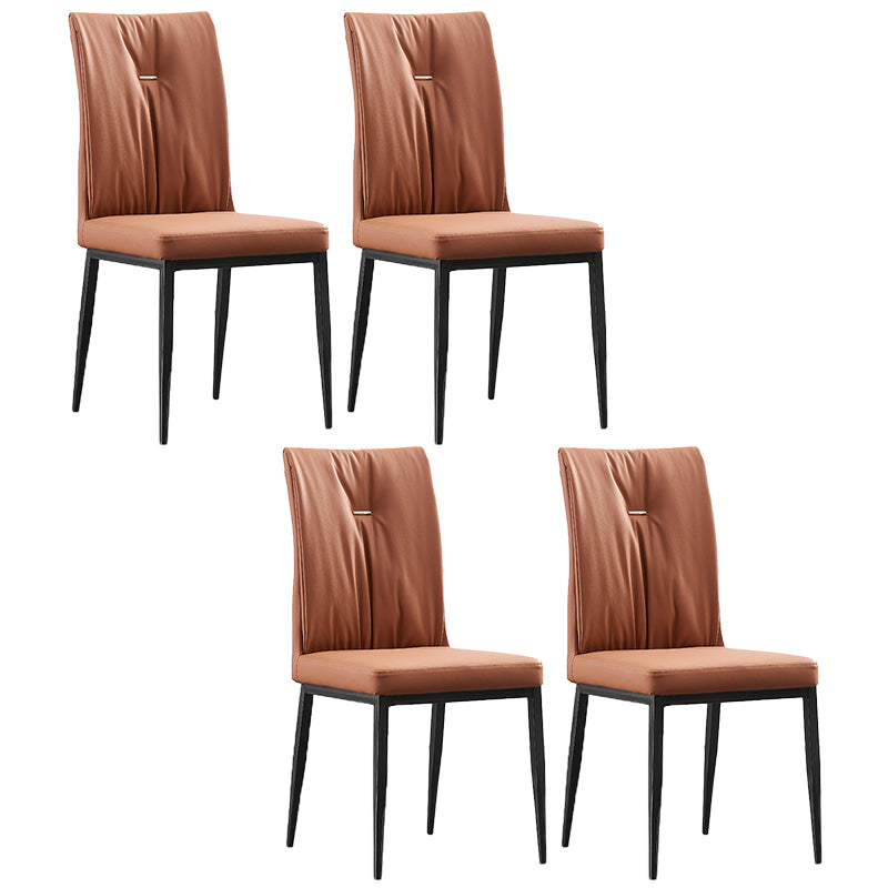 Modern Contemporary Leather Parsons Chair Side Dining Chairs with Metal Legs