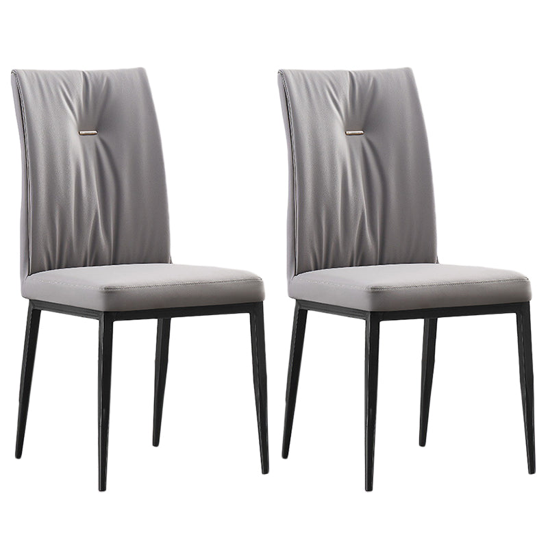 Modern Contemporary Leather Parsons Chair Side Dining Chairs with Metal Legs