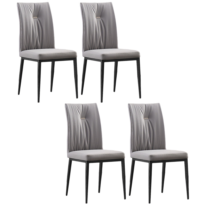 Modern Contemporary Leather Parsons Chair Side Dining Chairs with Metal Legs