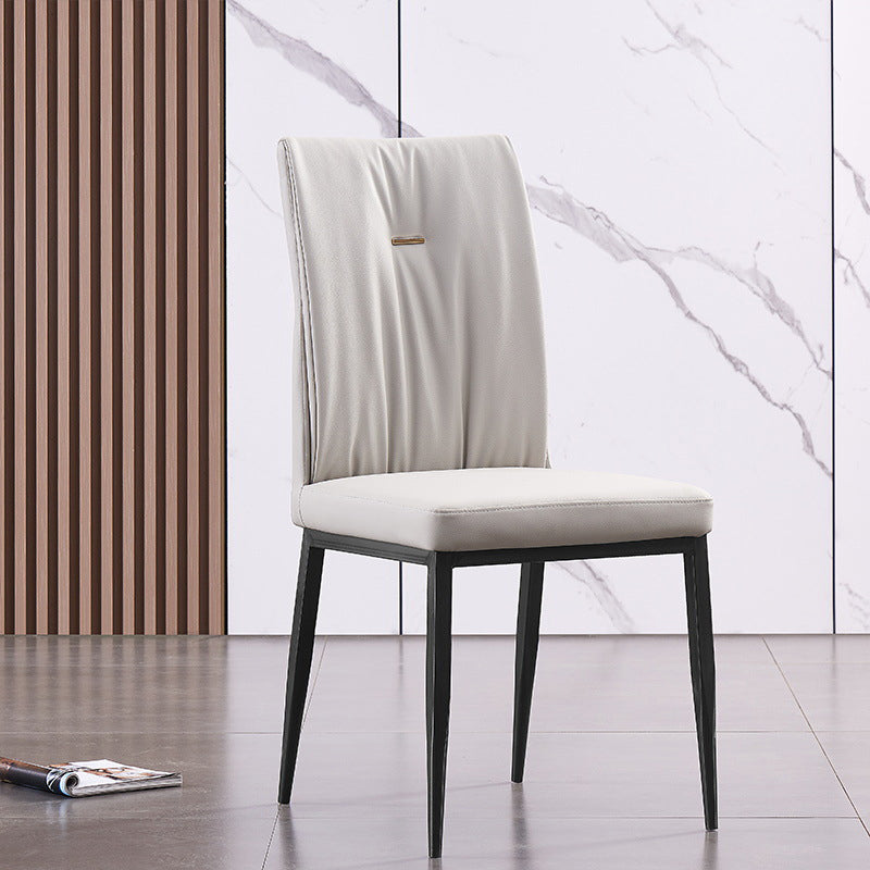 Modern Contemporary Leather Parsons Chair Side Dining Chairs with Metal Legs