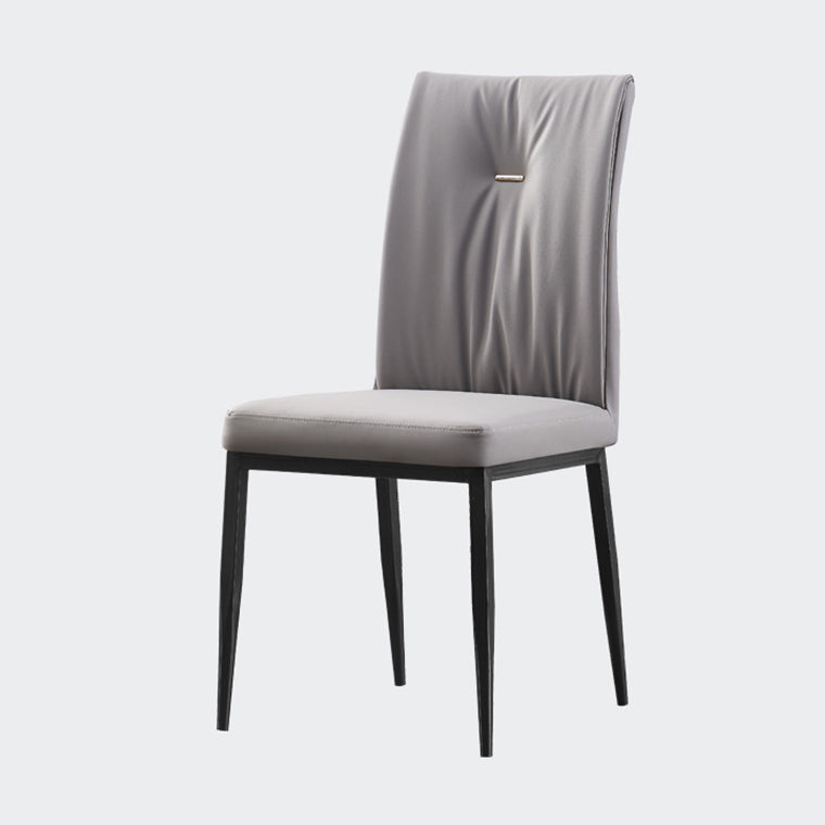 Modern Contemporary Leather Parsons Chair Side Dining Chairs with Metal Legs