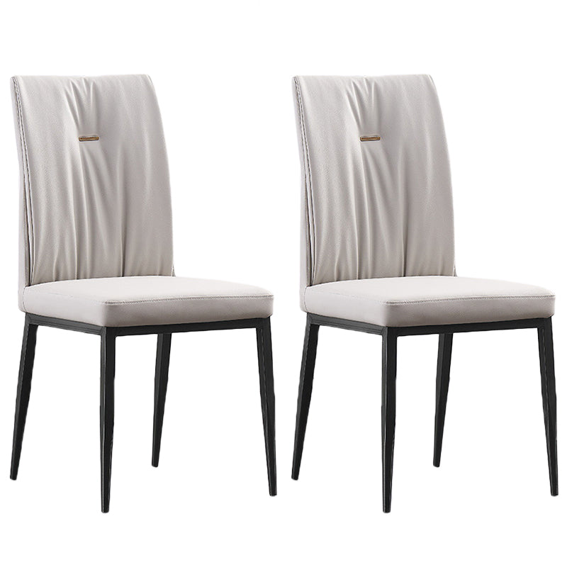 Modern Contemporary Leather Parsons Chair Side Dining Chairs with Metal Legs