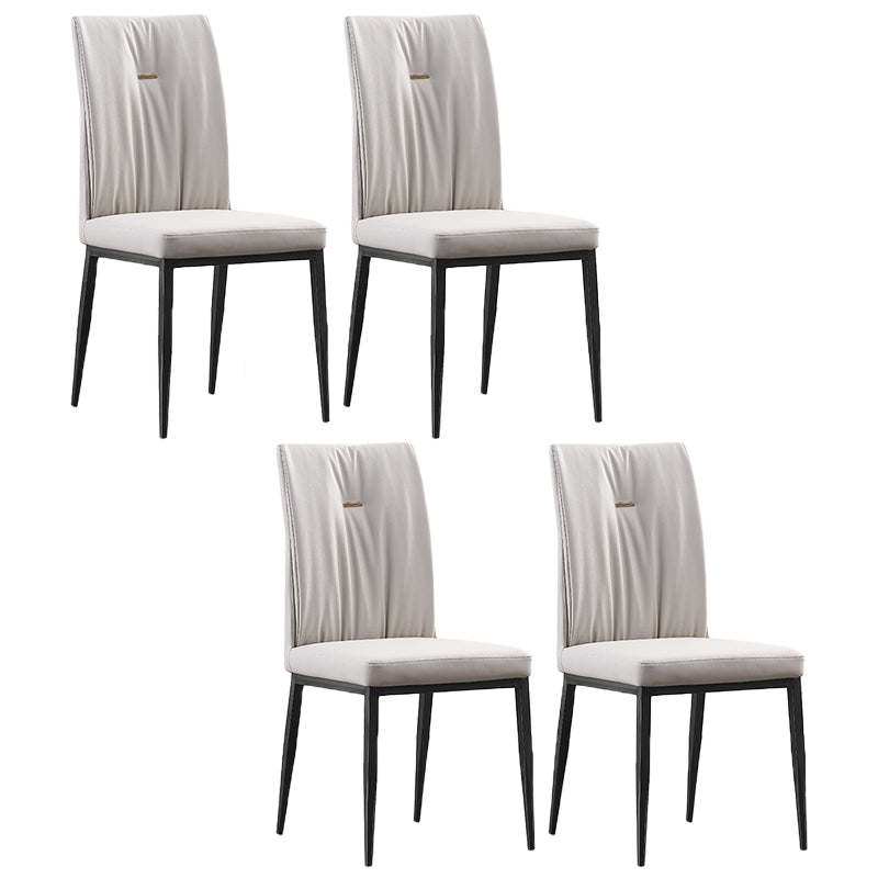 Modern Contemporary Leather Parsons Chair Side Dining Chairs with Metal Legs