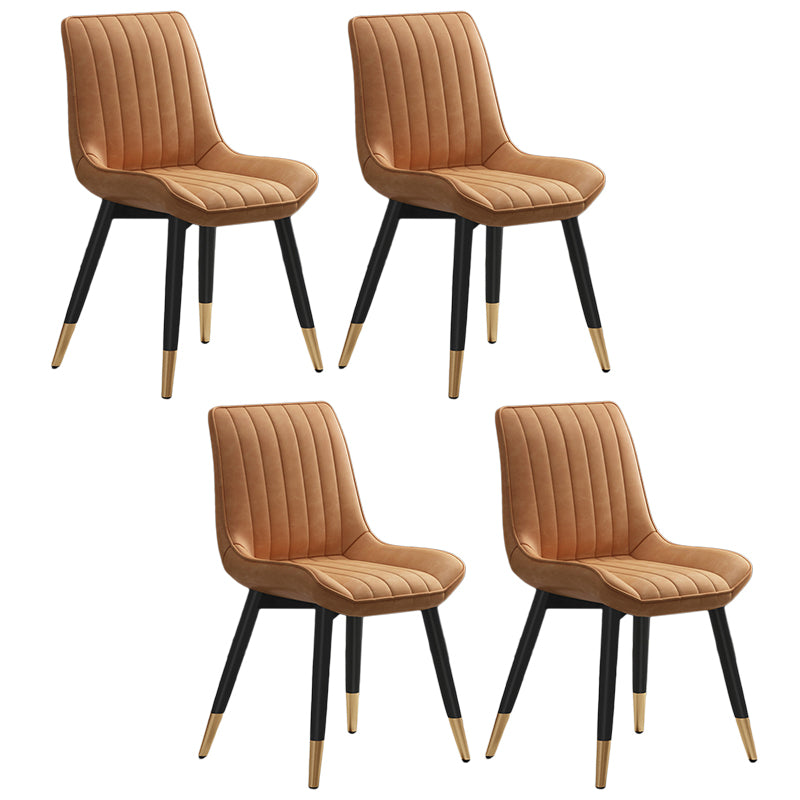 Metal Contemporary Side Chair PU Leather Solid Back Chair Indoor Dining Chairs