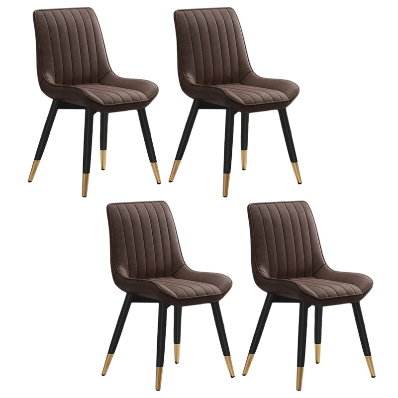 Metal Contemporary Side Chair PU Leather Solid Back Chair Indoor Dining Chairs