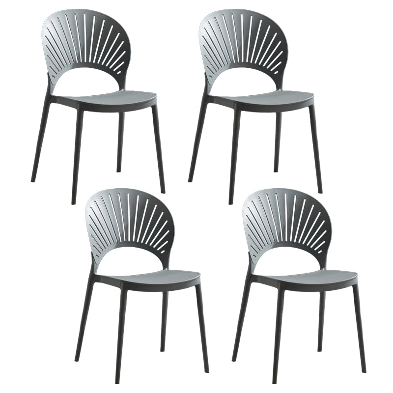 Home Contemporary Side Chair Open Back Shell-shaped Plastic Dining Room Chair