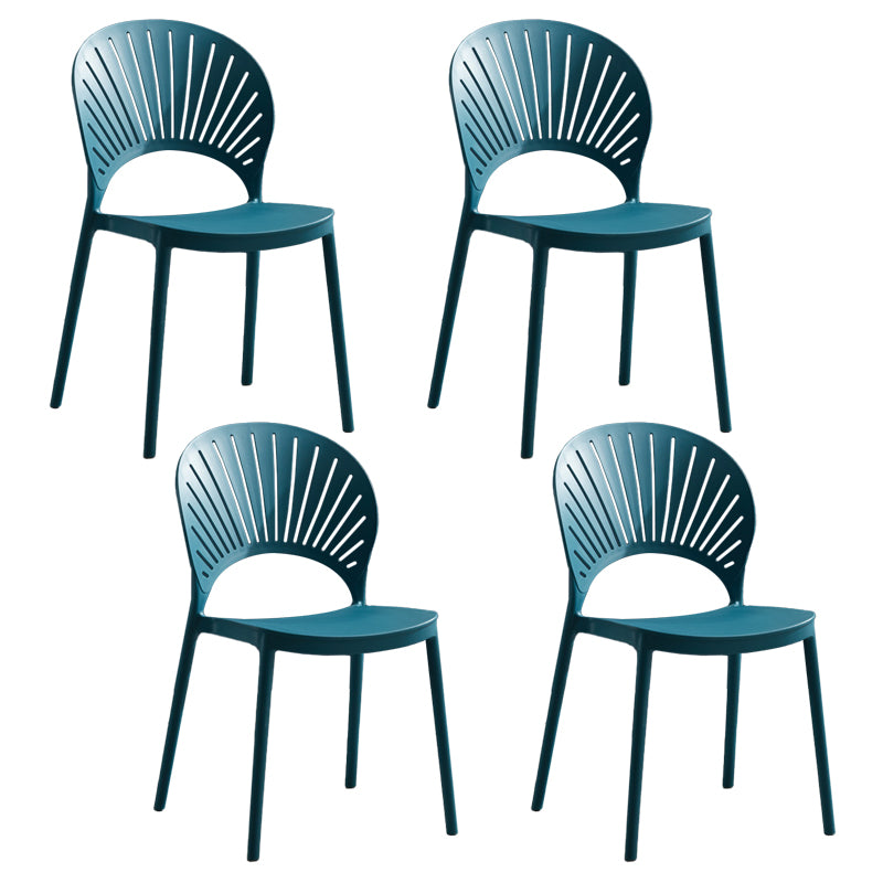 Home Contemporary Side Chair Open Back Shell-shaped Plastic Dining Room Chair