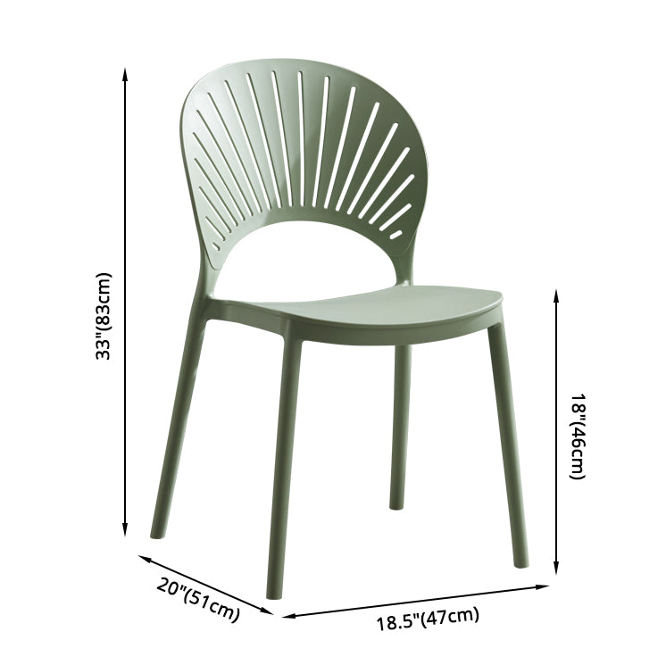 Home Contemporary Side Chair Open Back Shell-shaped Plastic Dining Room Chair