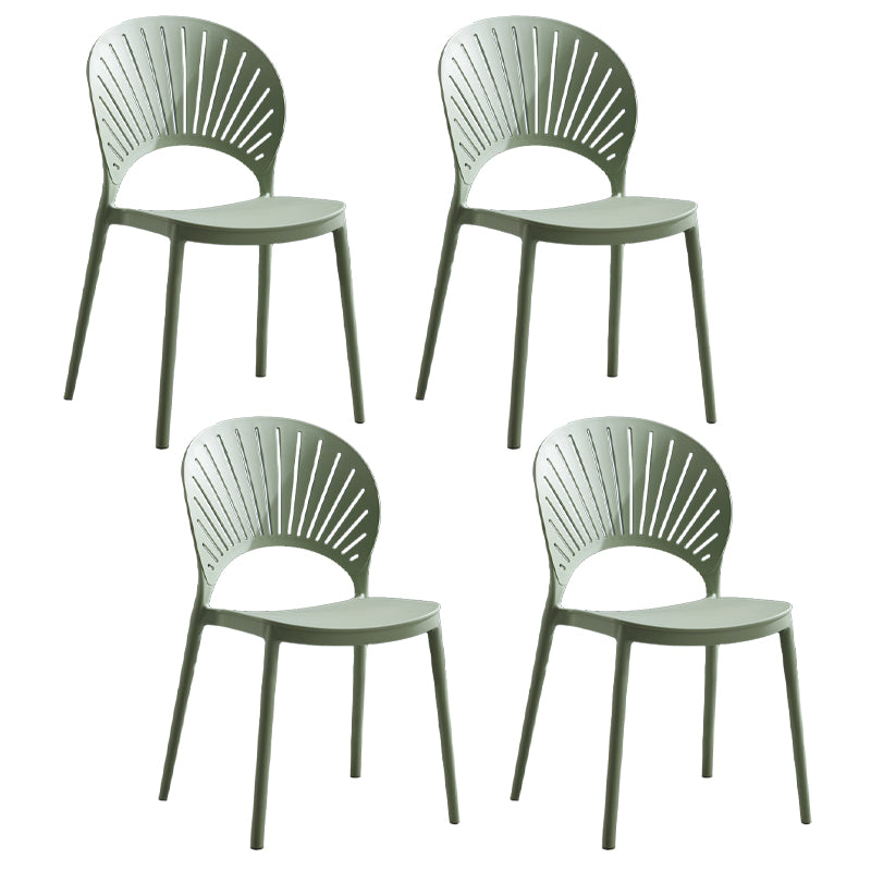 Home Contemporary Side Chair Open Back Shell-shaped Plastic Dining Room Chair