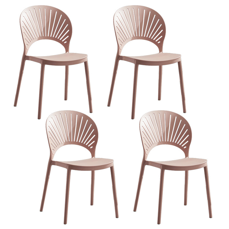 Home Contemporary Side Chair Open Back Shell-shaped Plastic Dining Room Chair