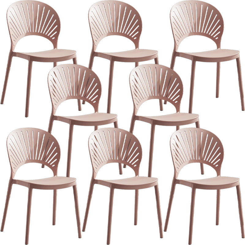 Home Contemporary Side Chair Open Back Shell-shaped Plastic Dining Room Chair