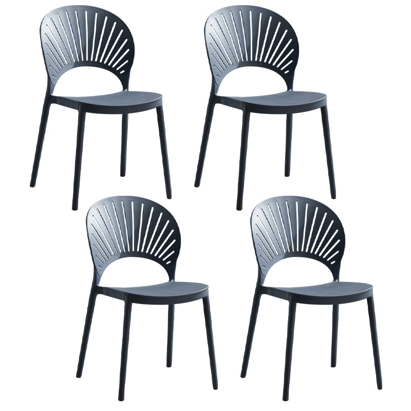 Home Contemporary Side Chair Open Back Shell-shaped Plastic Dining Room Chair