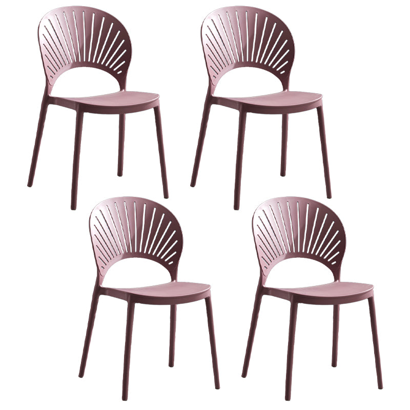 Home Contemporary Side Chair Open Back Shell-shaped Plastic Dining Room Chair