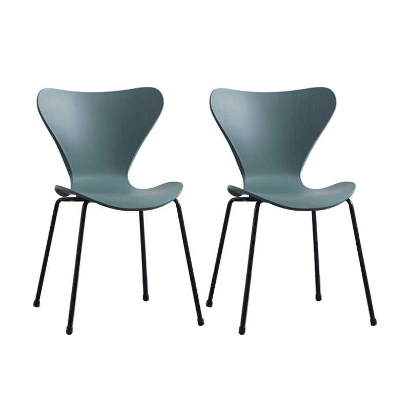 Modern Armless Side Chairs with 4 Black Finish Legs Plastic Solid Chairs for Home Use