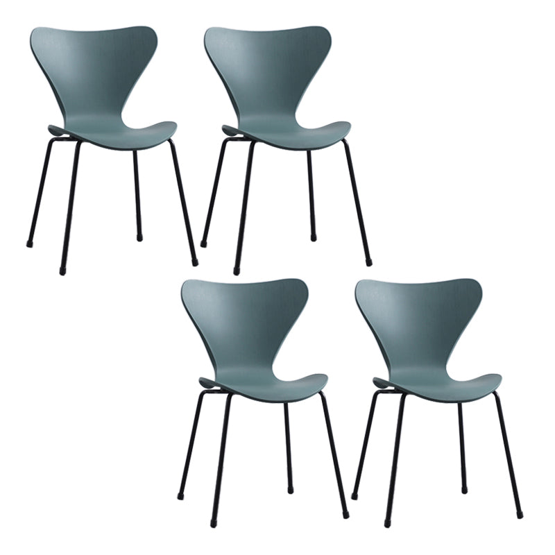 Modern Armless Side Chairs with 4 Black Finish Legs Plastic Solid Chairs for Home Use