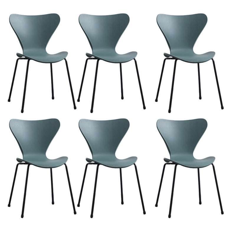 Modern Armless Side Chairs with 4 Black Finish Legs Plastic Solid Chairs for Home Use