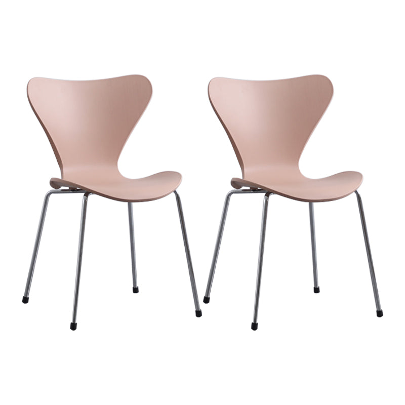 Modern Armless Side Chairs with 4 Black Finish Legs Plastic Solid Chairs for Home Use