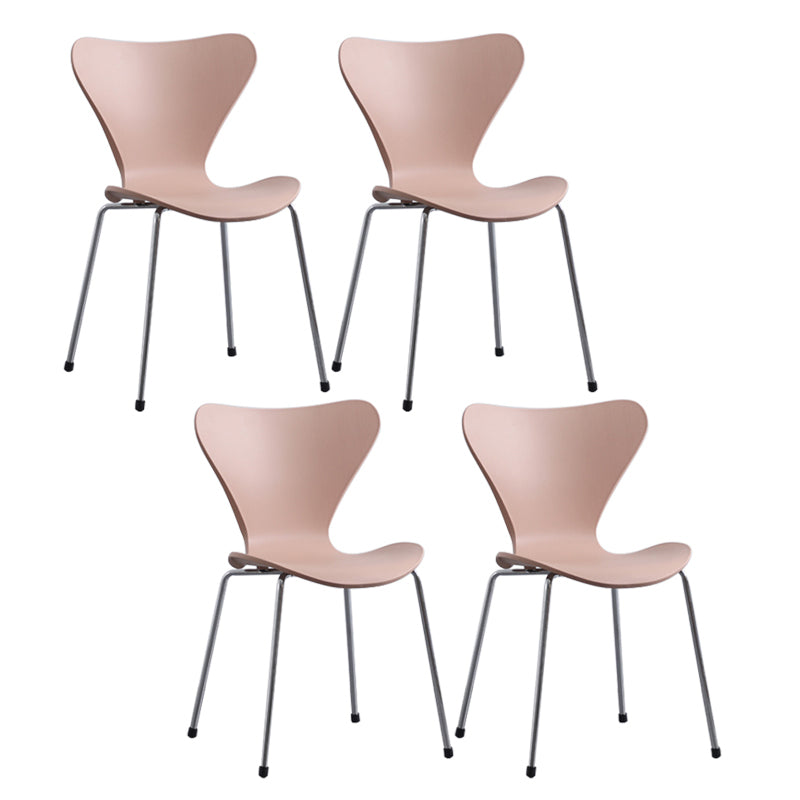 Modern Armless Side Chairs with 4 Black Finish Legs Plastic Solid Chairs for Home Use