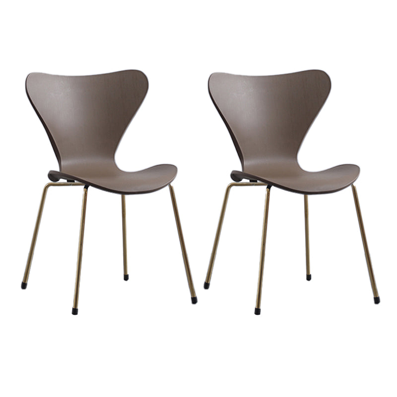 Modern Armless Side Chairs with 4 Black Finish Legs Plastic Solid Chairs for Home Use