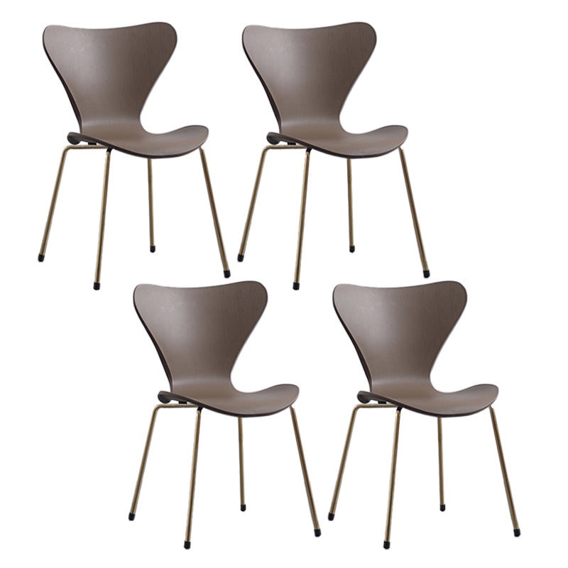 Modern Armless Side Chairs with 4 Black Finish Legs Plastic Solid Chairs for Home Use