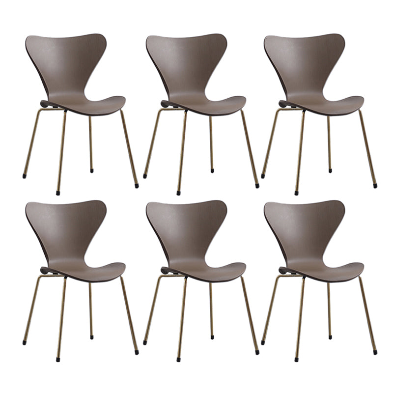 Modern Armless Side Chairs with 4 Black Finish Legs Plastic Solid Chairs for Home Use