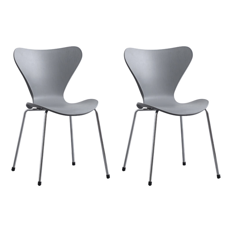 Modern Armless Side Chairs with 4 Black Finish Legs Plastic Solid Chairs for Home Use