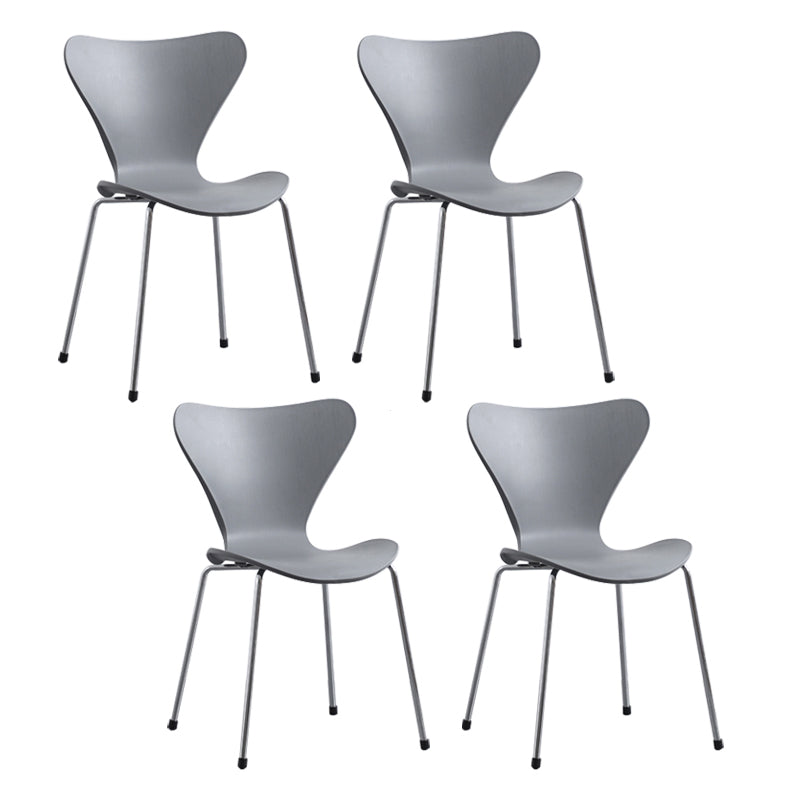 Modern Armless Side Chairs with 4 Black Finish Legs Plastic Solid Chairs for Home Use