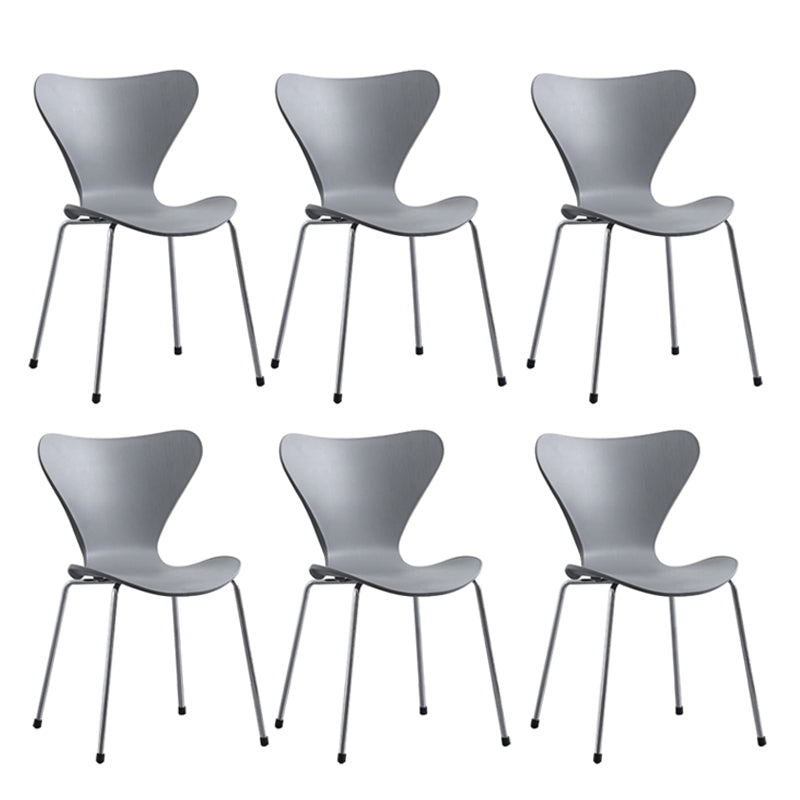 Modern Armless Side Chairs with 4 Black Finish Legs Plastic Solid Chairs for Home Use