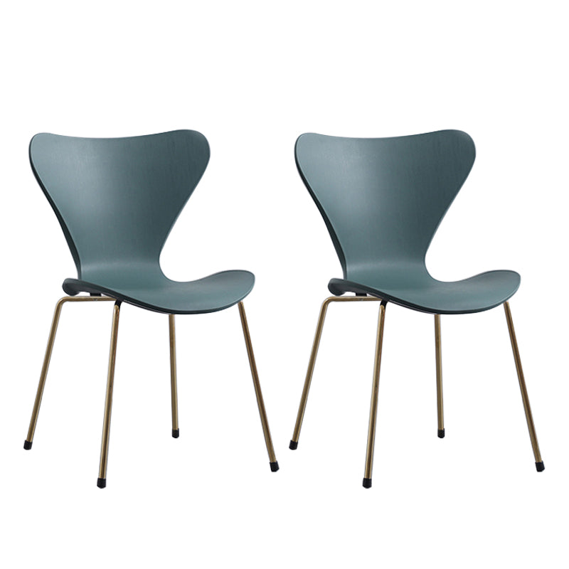 Modern Armless Side Chairs with 4 Black Finish Legs Plastic Solid Chairs for Home Use