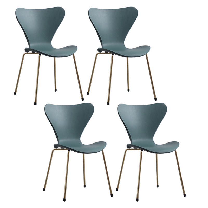 Modern Armless Side Chairs with 4 Black Finish Legs Plastic Solid Chairs for Home Use