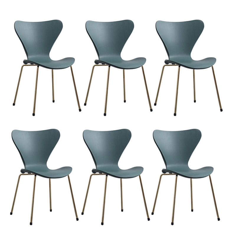 Modern Armless Side Chairs with 4 Black Finish Legs Plastic Solid Chairs for Home Use