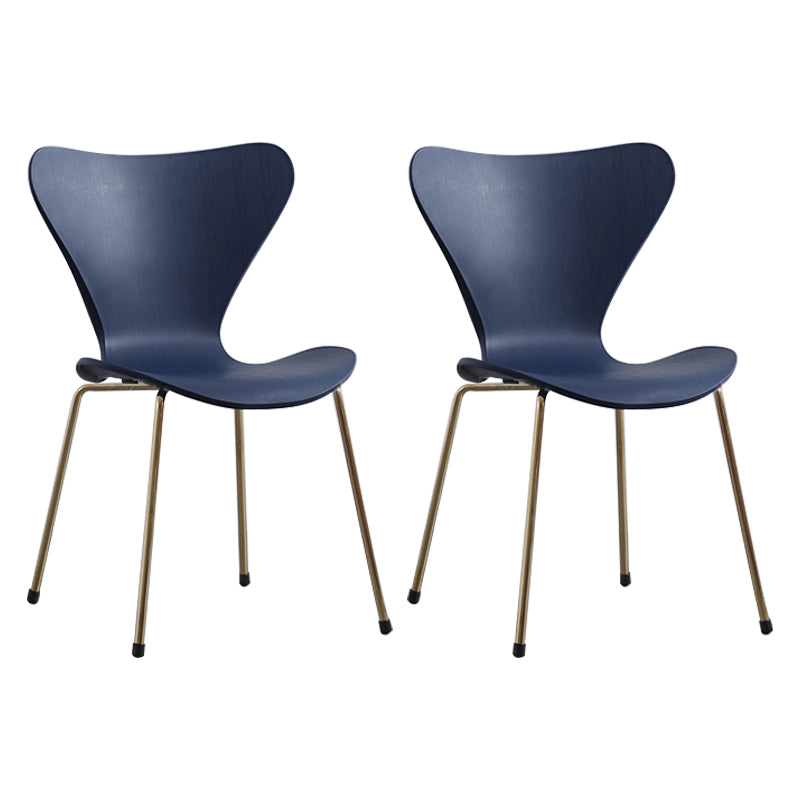 Modern Armless Side Chairs with 4 Black Finish Legs Plastic Solid Chairs for Home Use