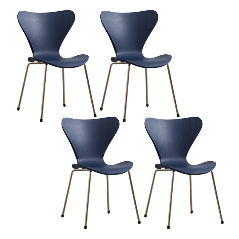 Modern Armless Side Chairs with 4 Black Finish Legs Plastic Solid Chairs for Home Use