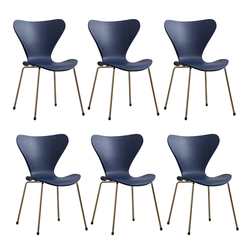 Modern Armless Side Chairs with 4 Black Finish Legs Plastic Solid Chairs for Home Use