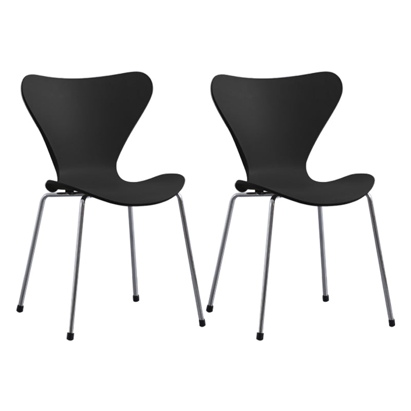 Modern Armless Side Chairs with 4 Black Finish Legs Plastic Solid Chairs for Home Use