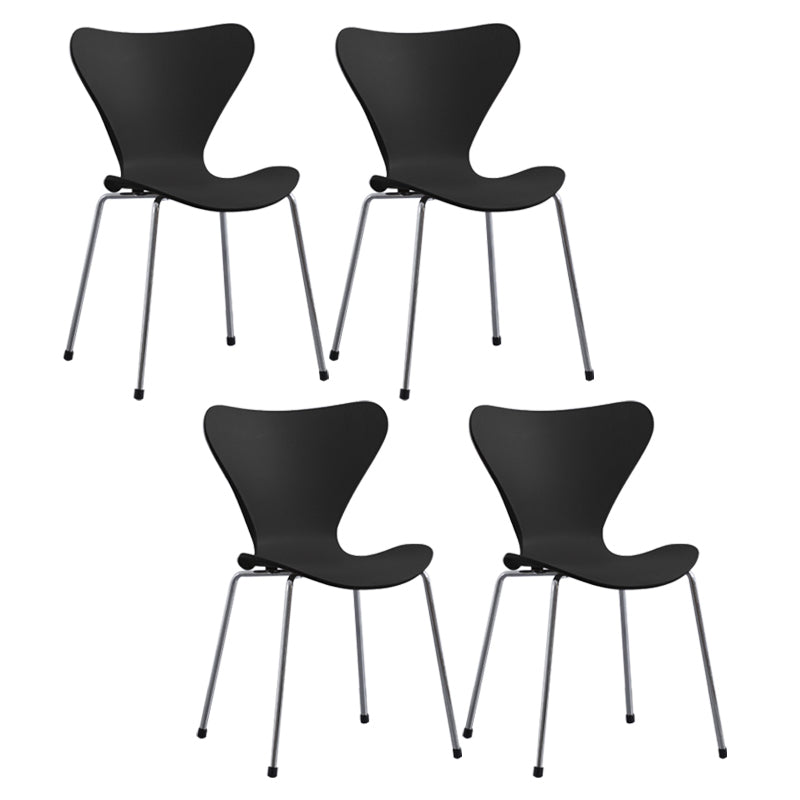 Modern Armless Side Chairs with 4 Black Finish Legs Plastic Solid Chairs for Home Use