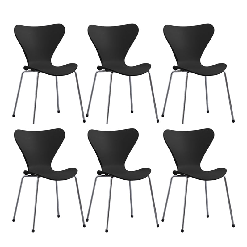 Modern Armless Side Chairs with 4 Black Finish Legs Plastic Solid Chairs for Home Use