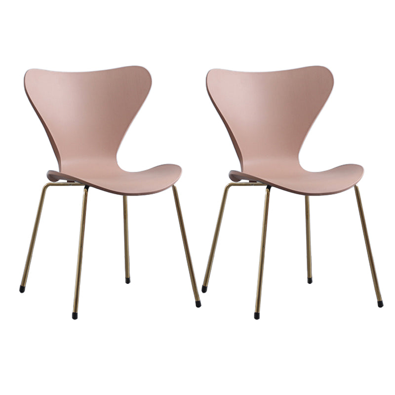 Modern Armless Side Chairs with 4 Black Finish Legs Plastic Solid Chairs for Home Use