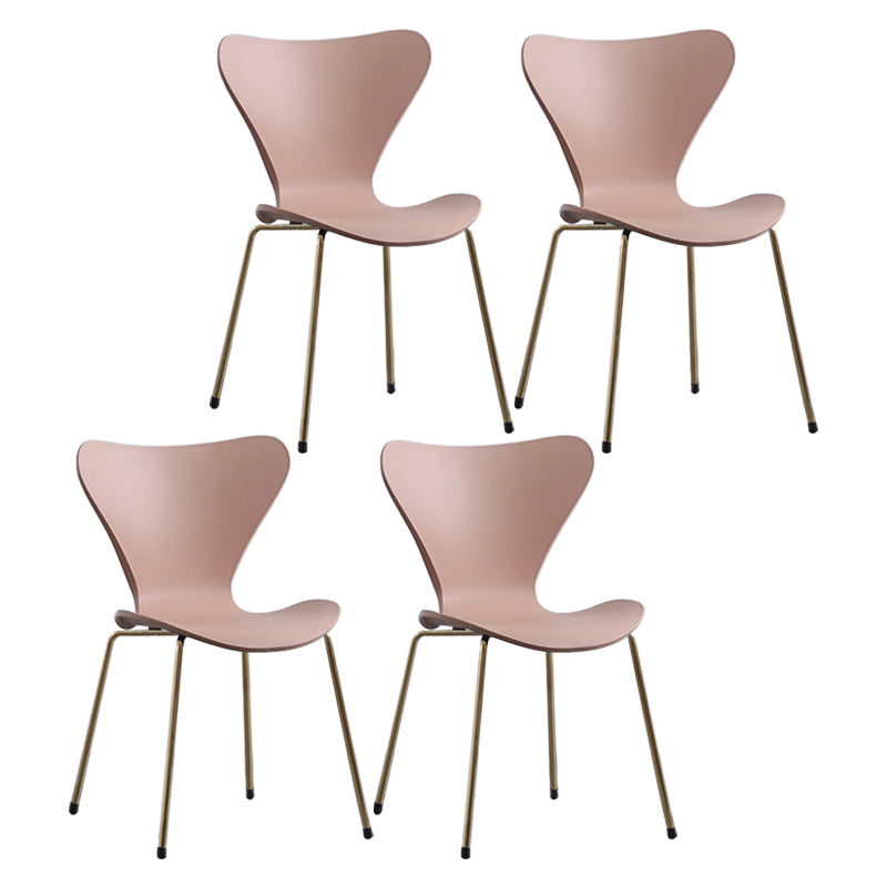 Modern Armless Side Chairs with 4 Black Finish Legs Plastic Solid Chairs for Home Use