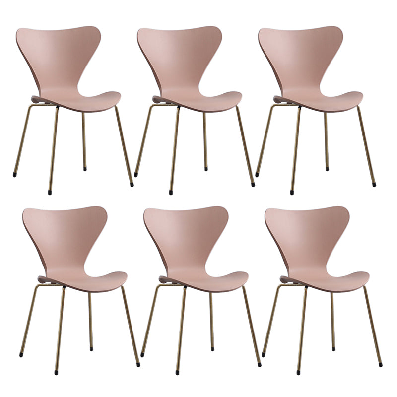 Modern Armless Side Chairs with 4 Black Finish Legs Plastic Solid Chairs for Home Use