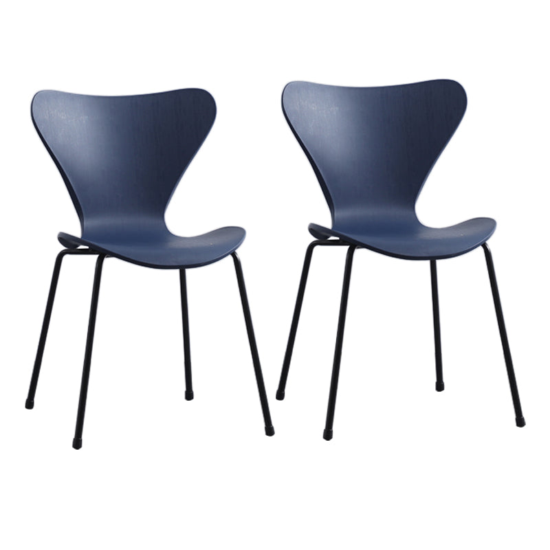 Modern Armless Side Chairs with 4 Black Finish Legs Plastic Solid Chairs for Home Use