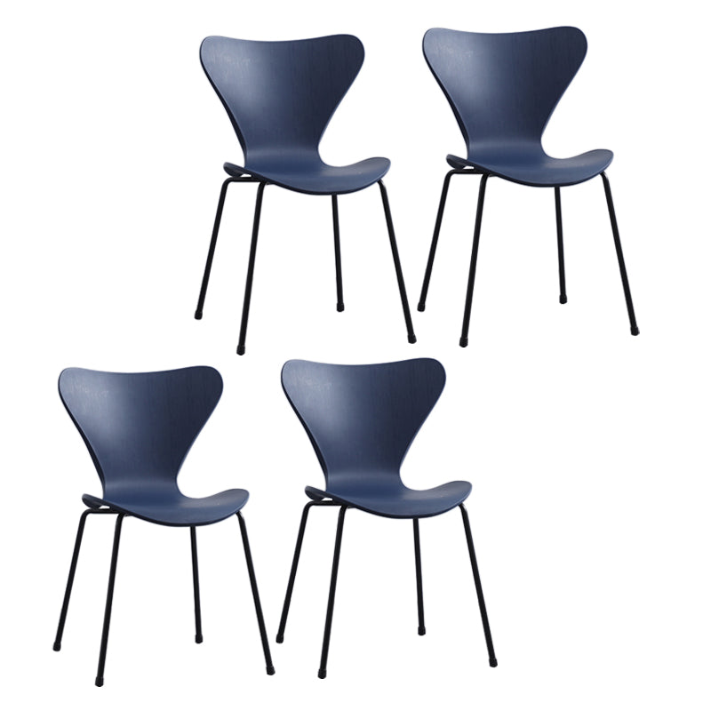 Modern Armless Side Chairs with 4 Black Finish Legs Plastic Solid Chairs for Home Use