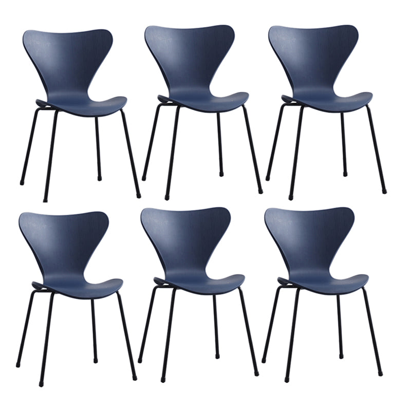 Modern Armless Side Chairs with 4 Black Finish Legs Plastic Solid Chairs for Home Use