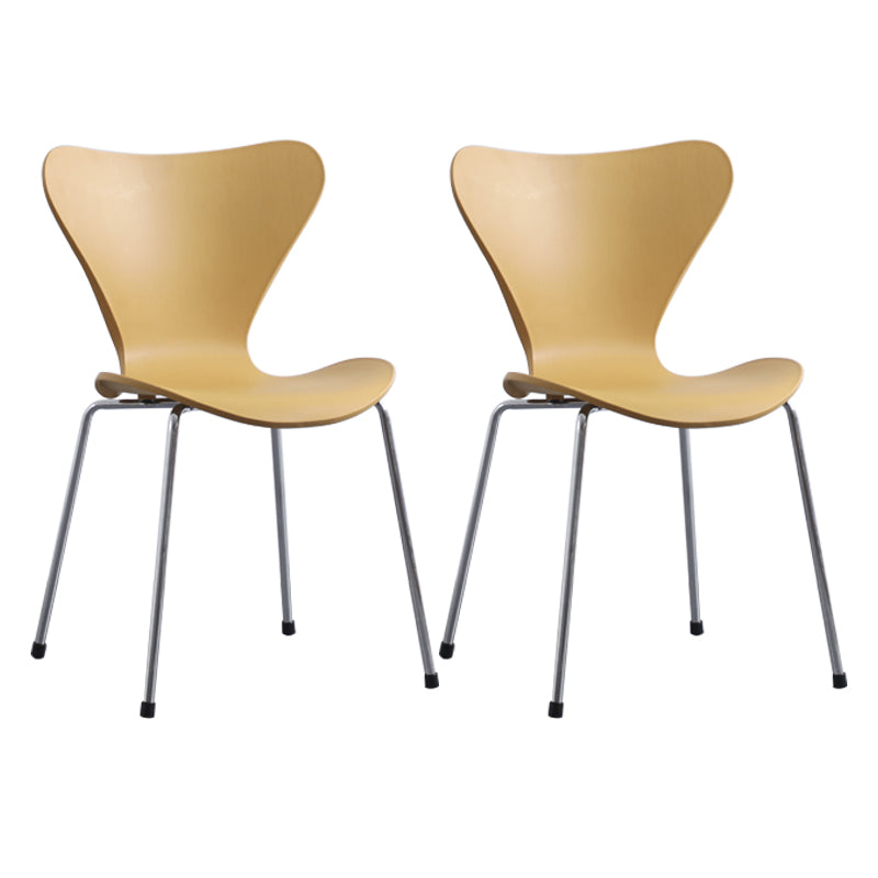 Modern Armless Side Chairs with 4 Black Finish Legs Plastic Solid Chairs for Home Use