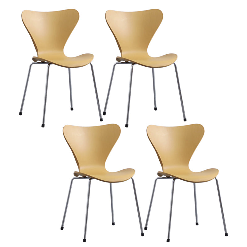 Modern Armless Side Chairs with 4 Black Finish Legs Plastic Solid Chairs for Home Use