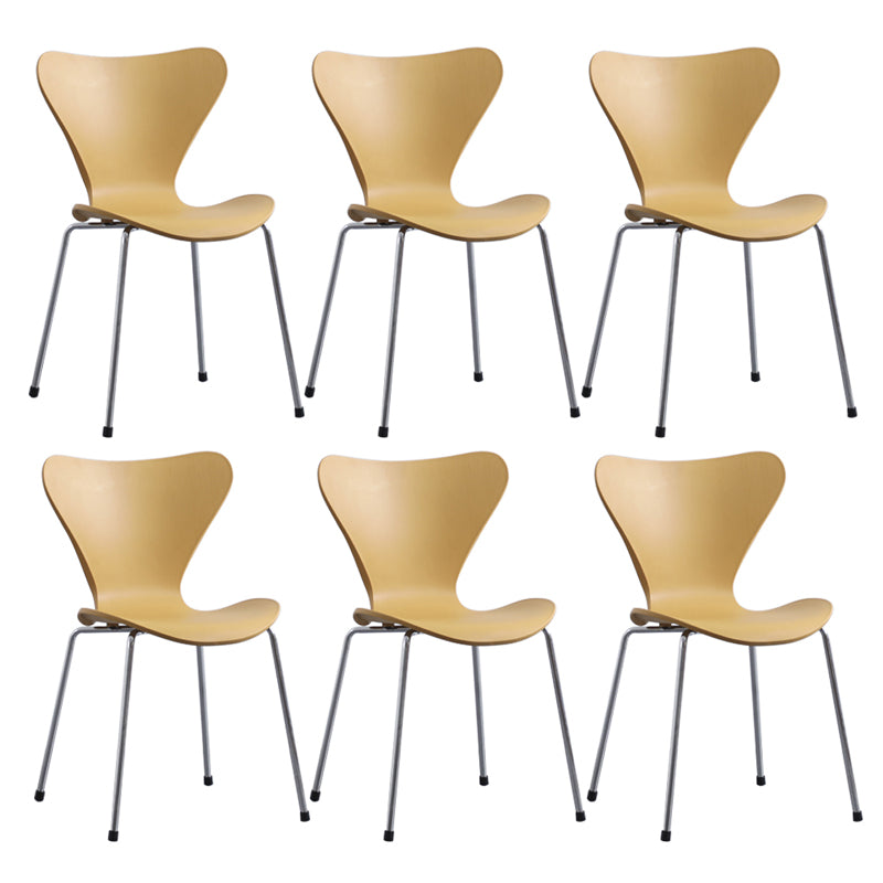 Modern Armless Side Chairs with 4 Black Finish Legs Plastic Solid Chairs for Home Use